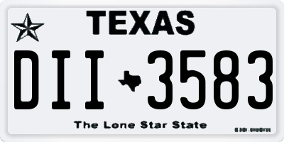 TX license plate DII3583