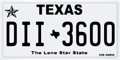 TX license plate DII3600