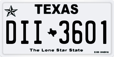 TX license plate DII3601