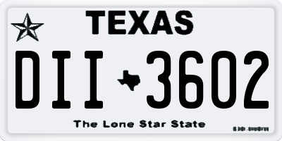 TX license plate DII3602