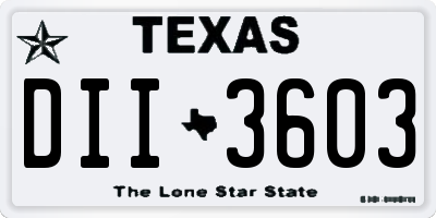 TX license plate DII3603