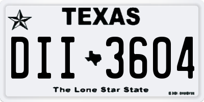 TX license plate DII3604