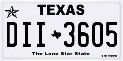 TX license plate DII3605
