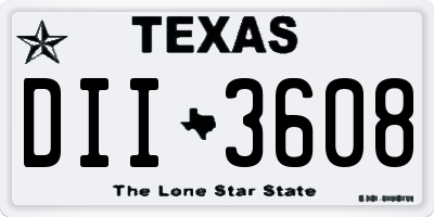 TX license plate DII3608