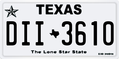 TX license plate DII3610