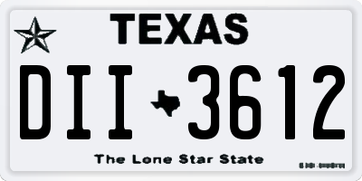 TX license plate DII3612