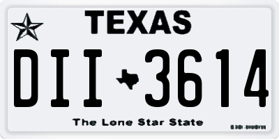 TX license plate DII3614