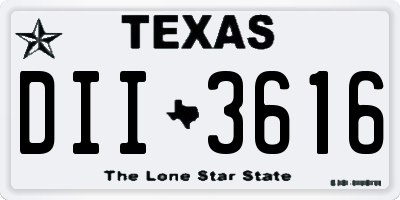 TX license plate DII3616