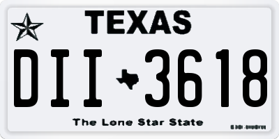 TX license plate DII3618
