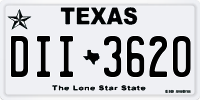 TX license plate DII3620