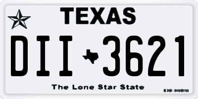 TX license plate DII3621