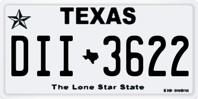 TX license plate DII3622