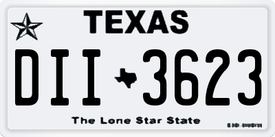 TX license plate DII3623