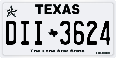 TX license plate DII3624