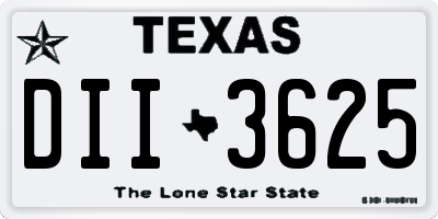TX license plate DII3625