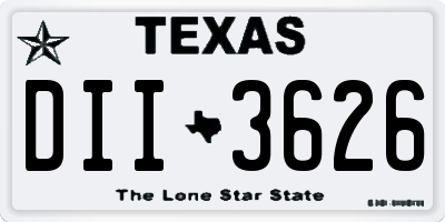 TX license plate DII3626