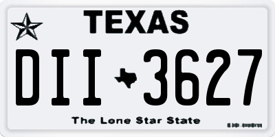 TX license plate DII3627