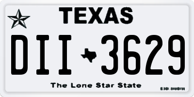 TX license plate DII3629