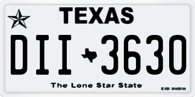 TX license plate DII3630
