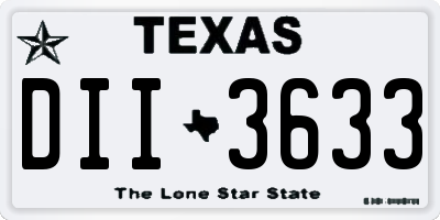 TX license plate DII3633