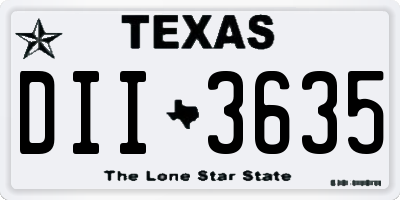 TX license plate DII3635