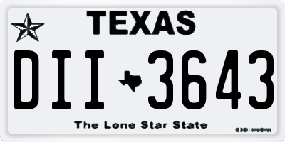 TX license plate DII3643