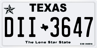TX license plate DII3647