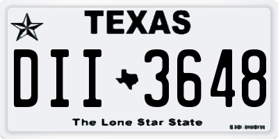 TX license plate DII3648