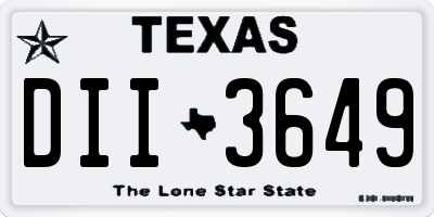 TX license plate DII3649