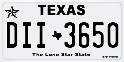TX license plate DII3650