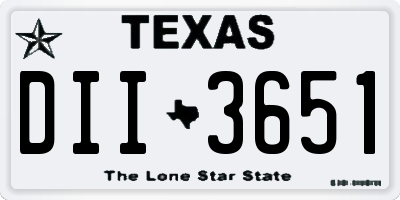 TX license plate DII3651