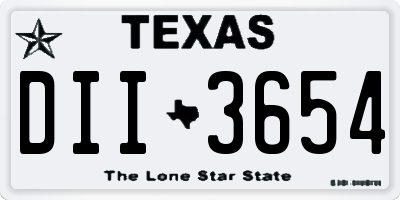 TX license plate DII3654