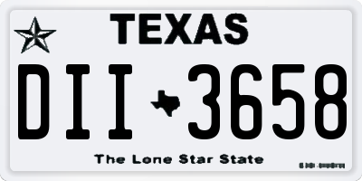 TX license plate DII3658