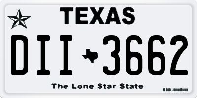TX license plate DII3662