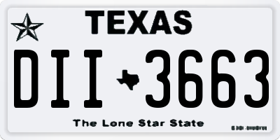 TX license plate DII3663