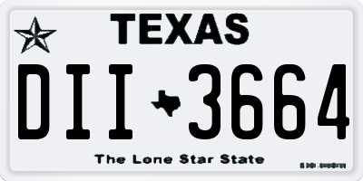TX license plate DII3664