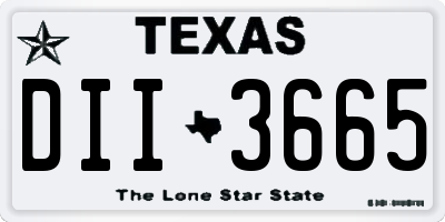 TX license plate DII3665