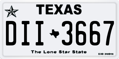 TX license plate DII3667