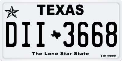 TX license plate DII3668