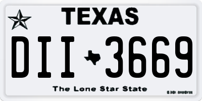 TX license plate DII3669