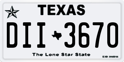 TX license plate DII3670