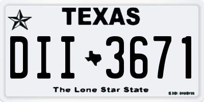 TX license plate DII3671