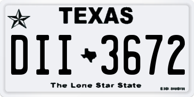 TX license plate DII3672
