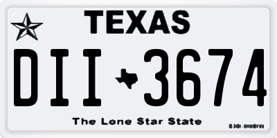 TX license plate DII3674