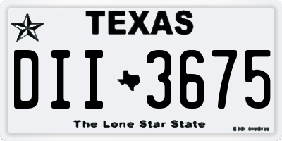 TX license plate DII3675