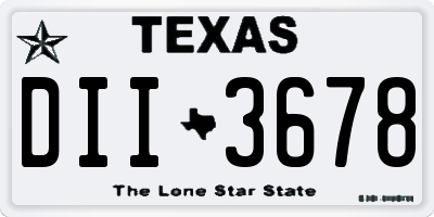 TX license plate DII3678