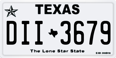 TX license plate DII3679