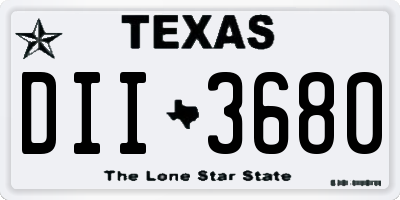 TX license plate DII3680