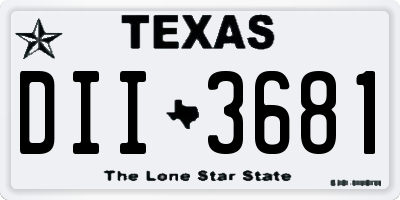 TX license plate DII3681