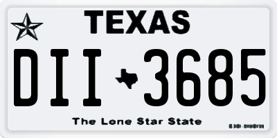 TX license plate DII3685